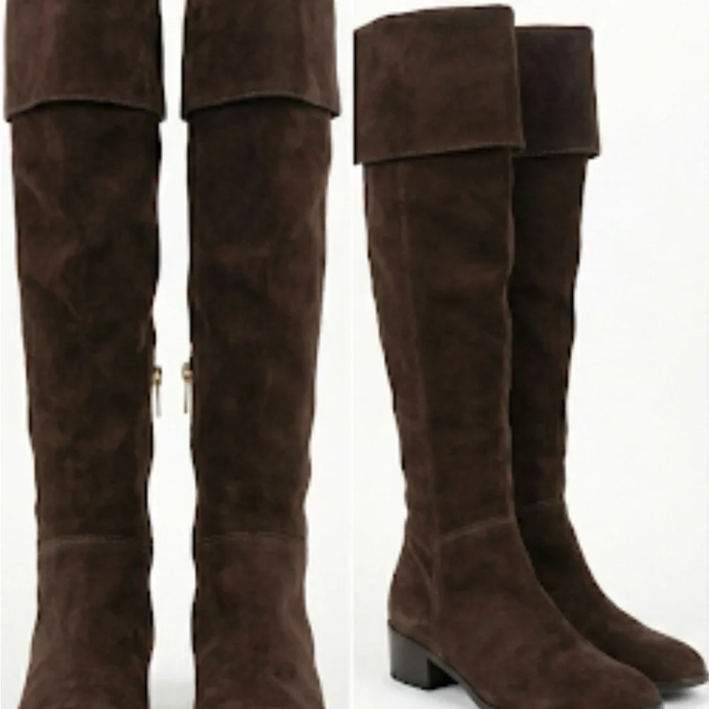 Coach Lucia Chestnut Brown Suede Over-The-Knee Boots - Size 7B